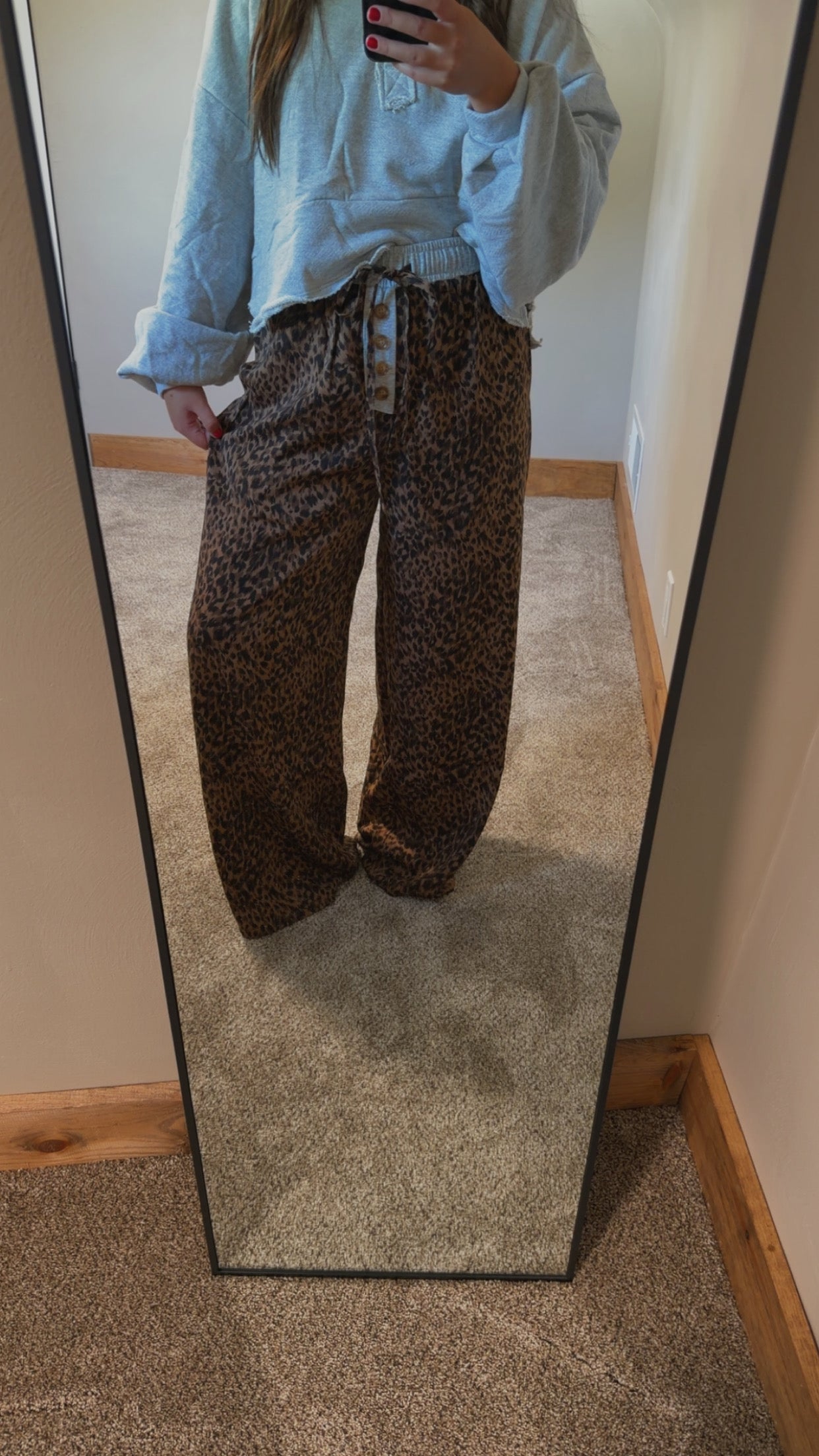 Leopard Print Wide-leg Pants