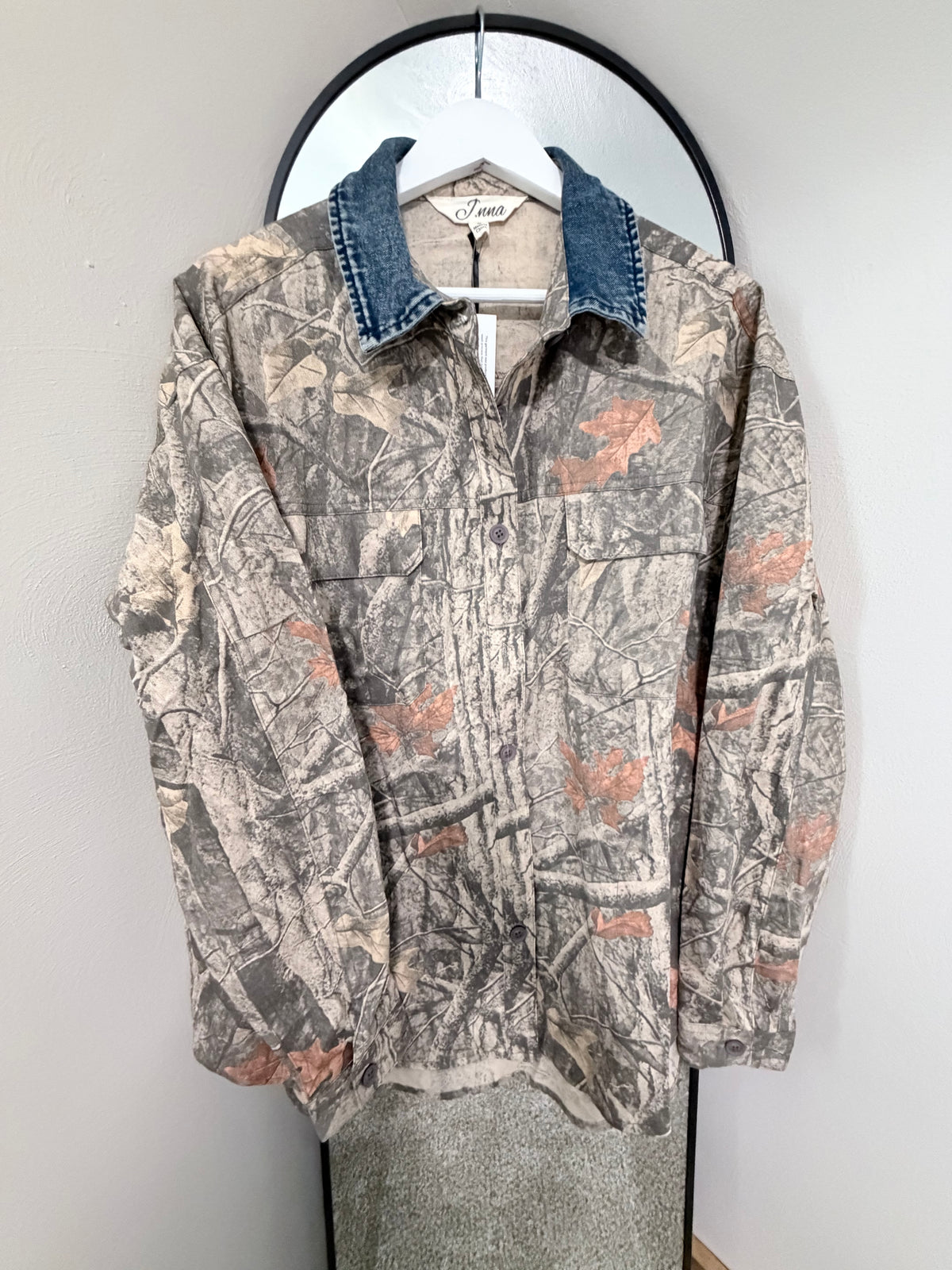 Denim Collar Camo Shacket