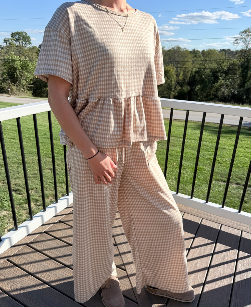 Simple Moments Gingham Pant Set