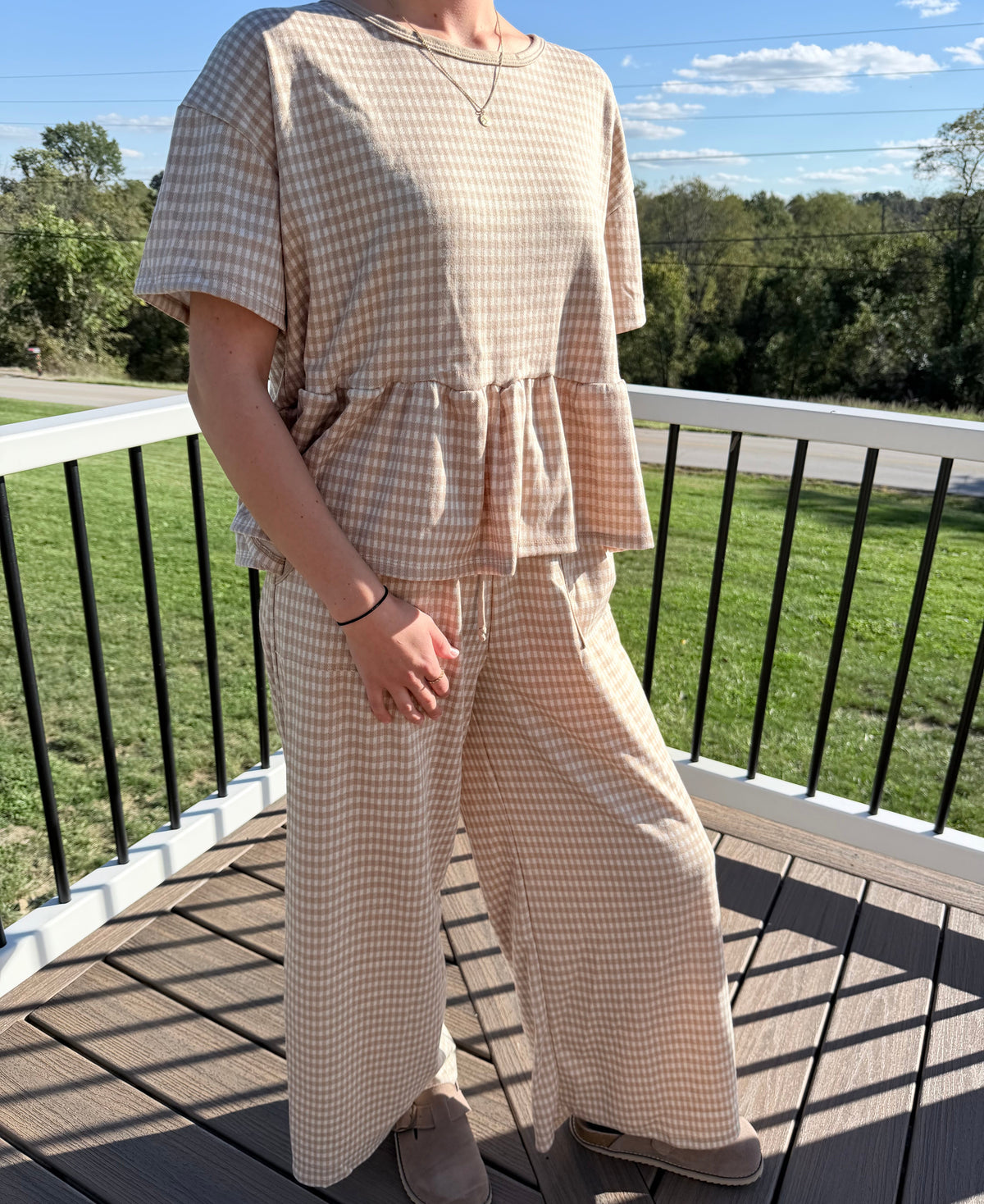 Simple Moments Gingham Pant Set