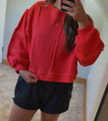 Solid Red Cropped Sweatshirt