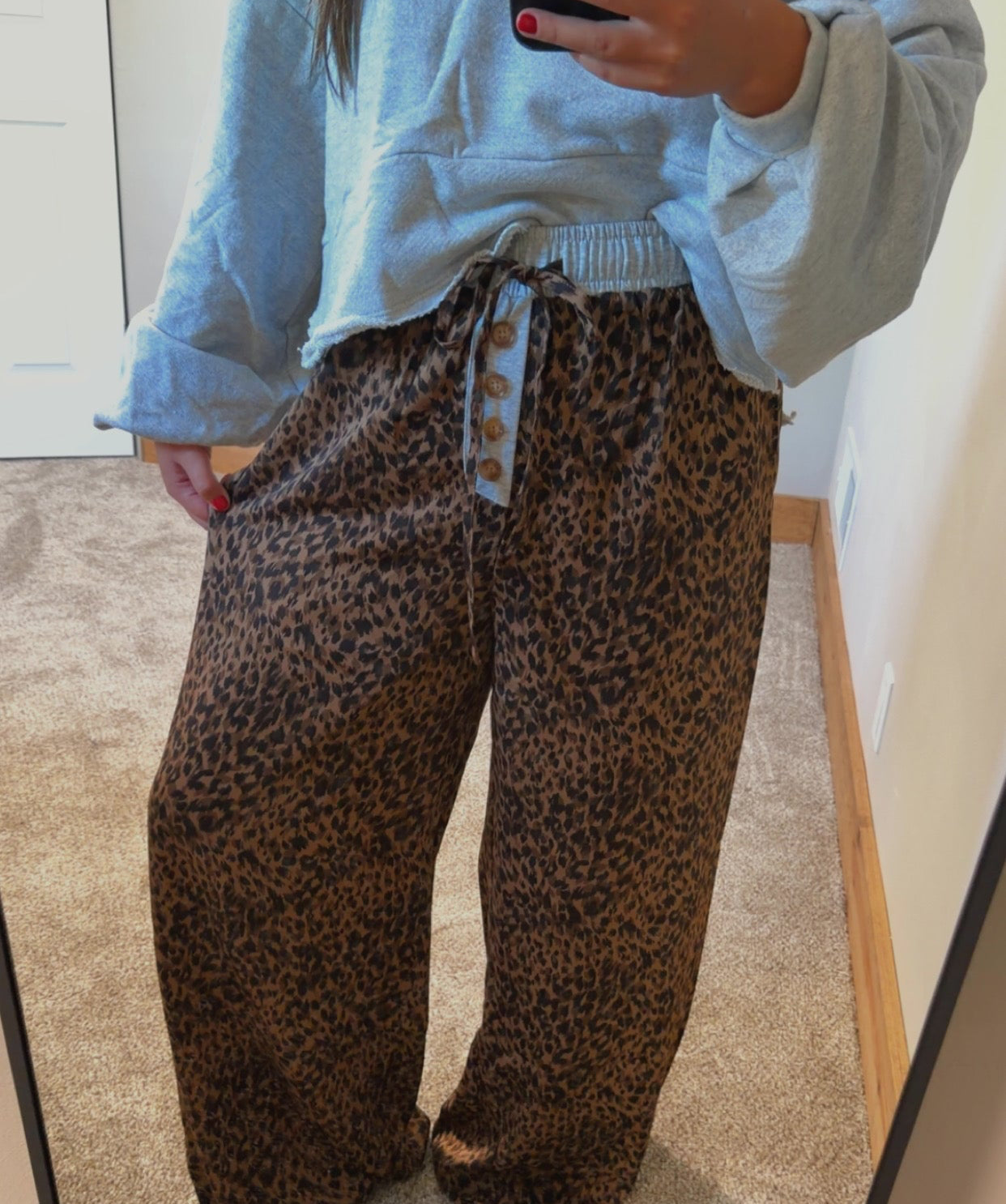 Leopard Print Wide-leg Pants