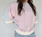 Striped Patchwork Oversize T Shirt