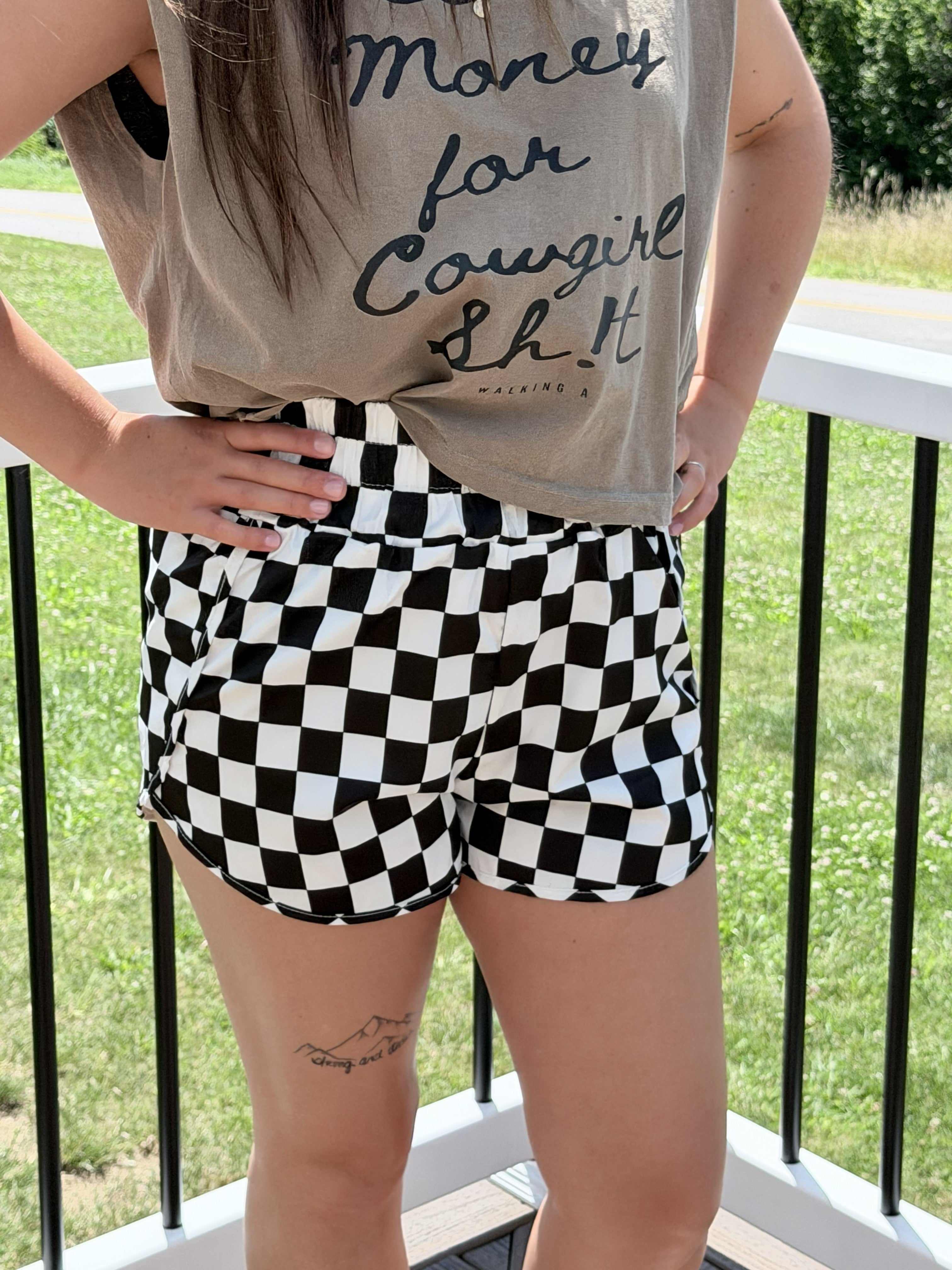 Checkerboard Running Shorts